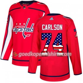 Washington Capitals John Carlson 74 Adidas 2017-2018 Rood USA Flag Fashion Authentic Shirt - Mannen